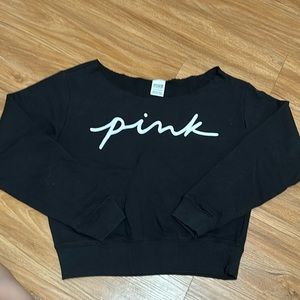 VSPink Black Everyday Lounge Off The Shoulder Sweatshirt Scoop Neck